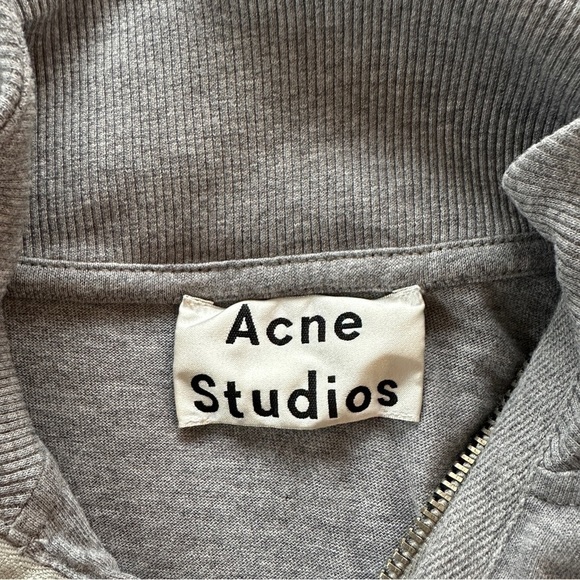 Acne Studios Long Sleeve Evias Half Zip Tee in Grey Melange Mens Size S - Picture 5 of 8